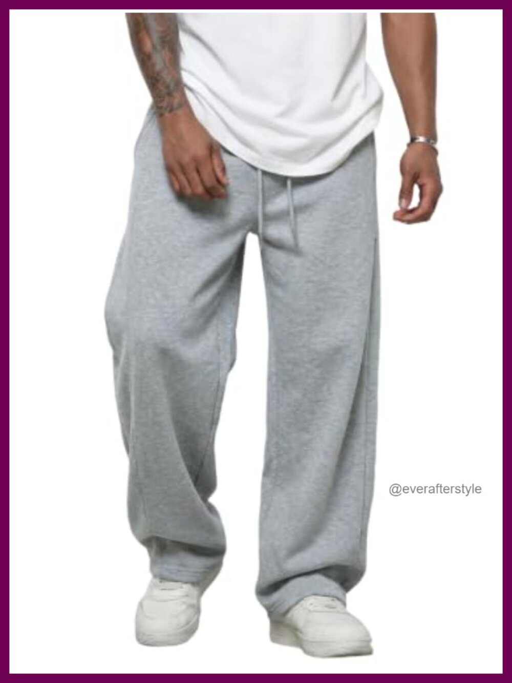 Heavyweight Baggy Sweatpants Wide Leg Elastic Waist Drawstring Lounge Pants